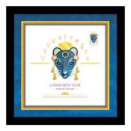 Lunar New Year: Year of the Rat Shadow Box Framed Stamp Art