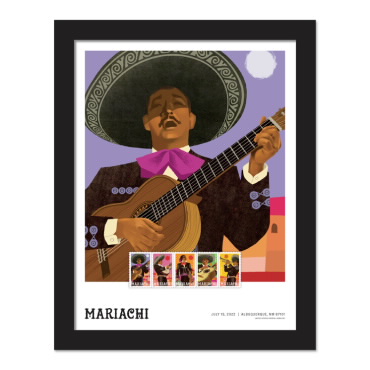Mariachi Framed Stamps - Guitar Player