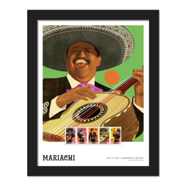Mariachi Framed Stamps - Guitarrón Player