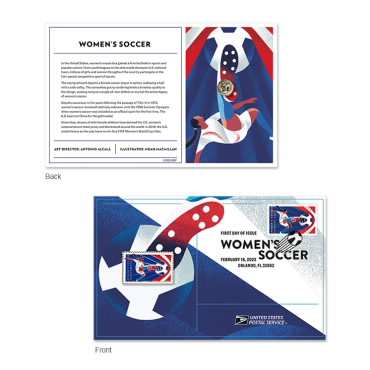 Women's Soccer Stamp Pin with Cancellation Card