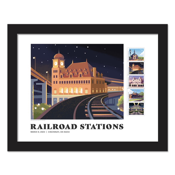 Railroad Stations Framed Stamps, Richmond, Virginia