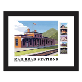 Railroad Stations Framed Stamps - Tamaqua, PA