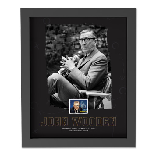 John Wooden Framed Stamp