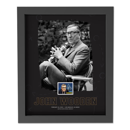 John Wooden Framed Stamp
