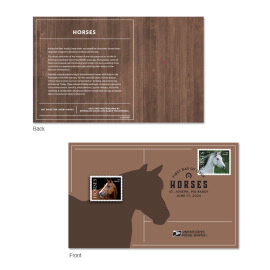 Horses Stamp Pin with Cancellation Card