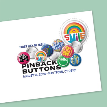 Pinback Buttons Stamps Digital Color Postmark