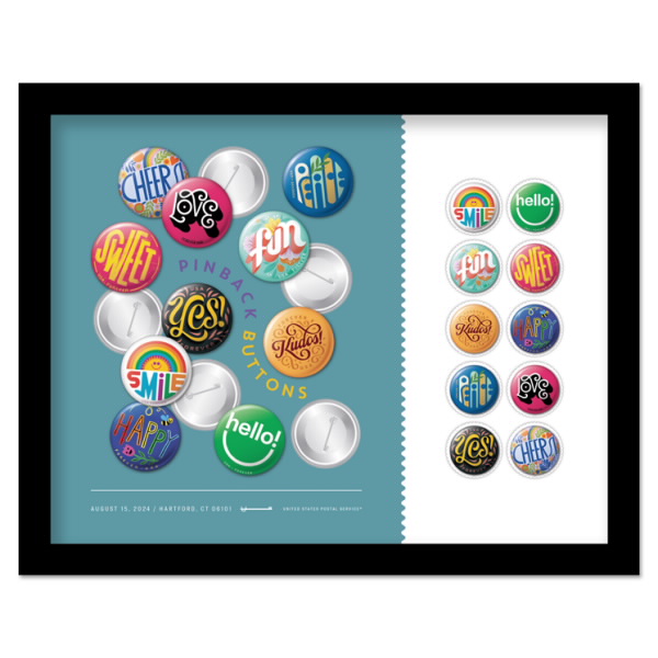 Postcard Sent Stamp Print Button Down Set