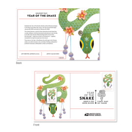 Lunar New Year: Year of the Snake Stamp Pin with Cancellation Card