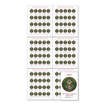 U.S. Army 250th Press Sheet with Die-Cuts