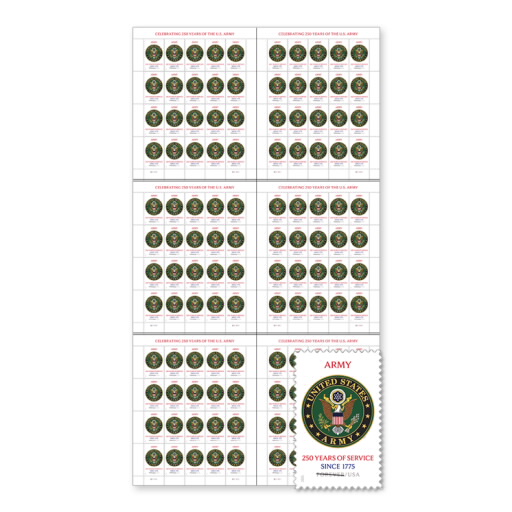 U.S. Army 250th Press Sheet with Die-Cuts