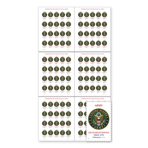 U.S. Army 250th Press Sheet without Die-Cuts