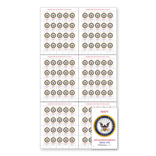 U.S. Navy 250th Press Sheet with Die-Cuts