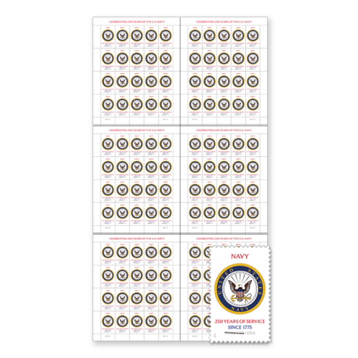 U.S. Navy 250th Press Sheet with Die-Cuts