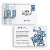 Boston 2026 World Stamp Show Stamp Pin with Cancellation Card image