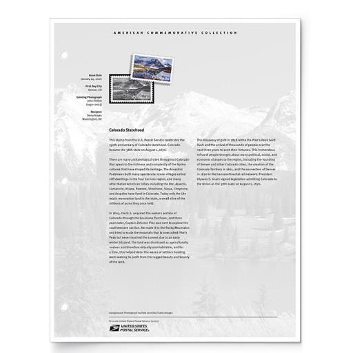 Colorado Statehood American Commemorative Collection Page