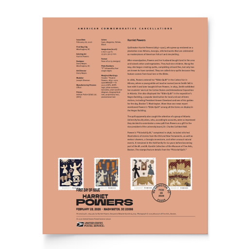 Harriet Powers American Commemorative Cancellation Page