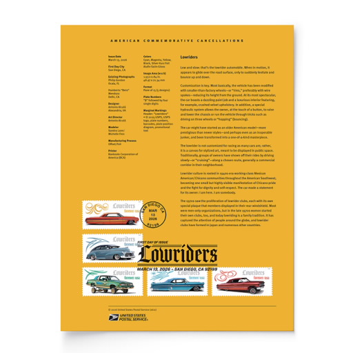 Lowriders American Commemorative Cancellation Page