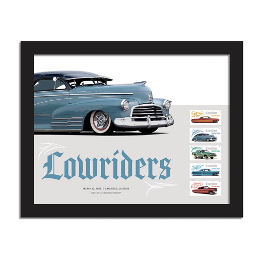 Lowriders Framed Stamp, Blue 1946 Fleetline