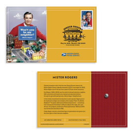 Mister Rogers Stamp Pin with Cancellation Card