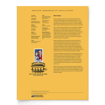 Mister Rogers American Commemorative Cancellation Page