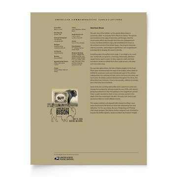 American Bison American Commemorative Cancellation Page