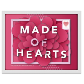 Made of Hearts Shadow Box Framed Stamp Art