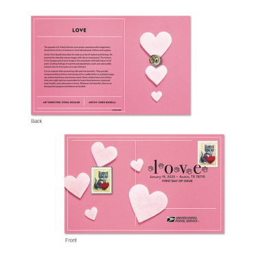 Love 2023 Stamp Pin with Cancellation Card - Kitten