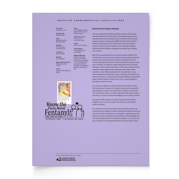 Know the Facts About Fentanyl American Commemorative Cancellation Page