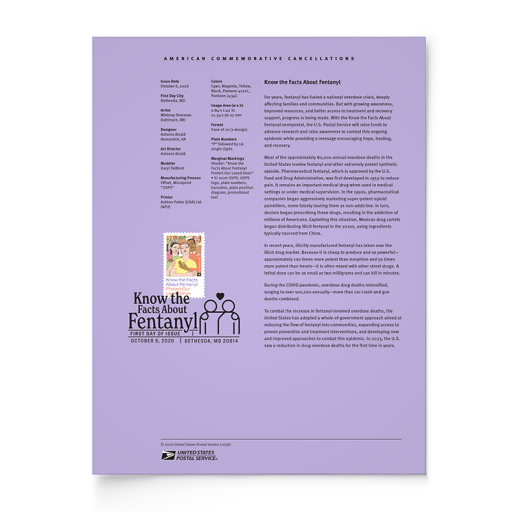 Know the Facts About Fentanyl American Commemorative Cancellation Page