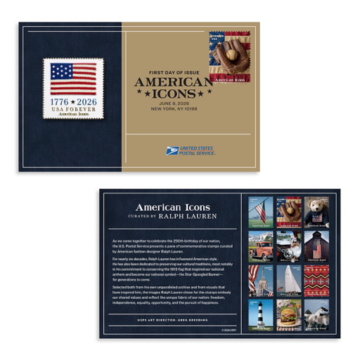 American Icons Stamp Pin with Cancellation Card