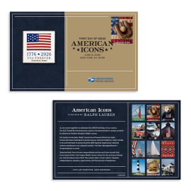 American Icons Stamp Pin with Cancellation Card