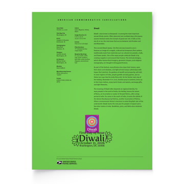 Diwali 2026 Stamp Commemorative Cancellation Page