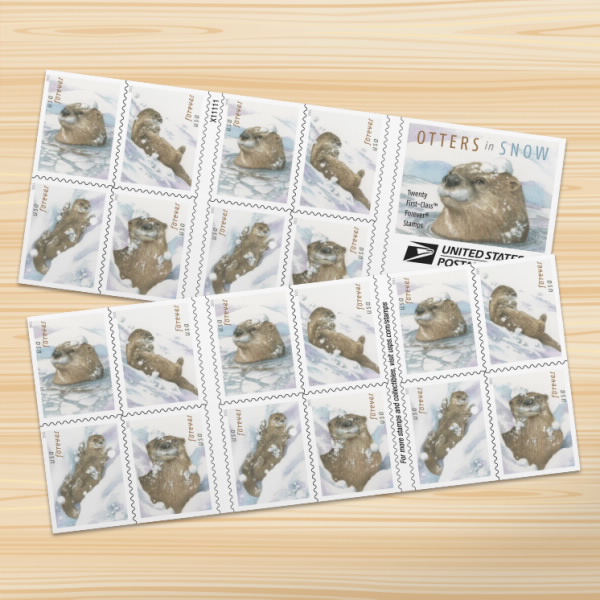 Otters in Snow Stamp | USPS.com