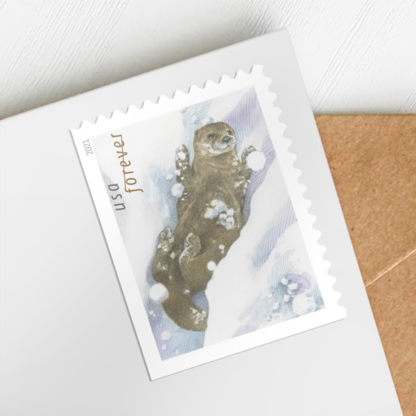 Otters in Snow Stamp | USPS.com