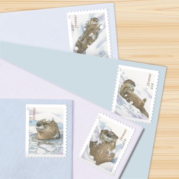 Otters in Snow Stamp | USPS.com