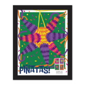 Piñatas! Framed Stamps, 7-Point Star with Green Background image
