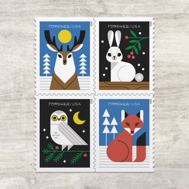 USPS - Winter Woodland Animals Stamps