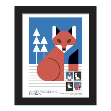 Winter Woodland Animals Framed Stamp - Fox