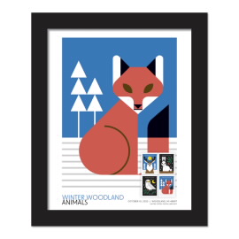 Winter Woodland Animals Framed Stamps - Fox 