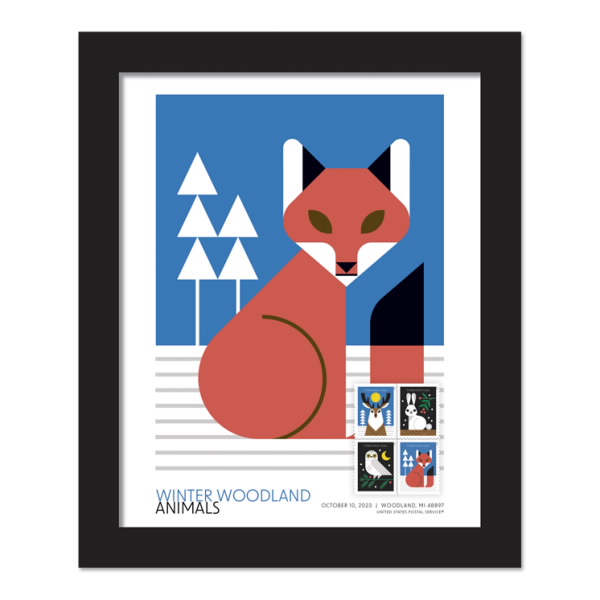 Winter Woodland Animals Framed Stamps, Fox | USPS.com