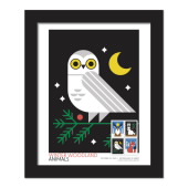 Winter Woodland Animals Framed Stamps, Owl image