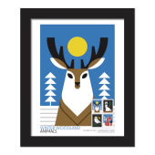 Winter Woodland Animals Framed Stamps - Deer image