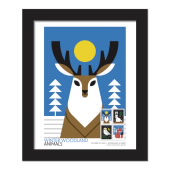 Winter Woodland Animals Framed Stamps, Deer image