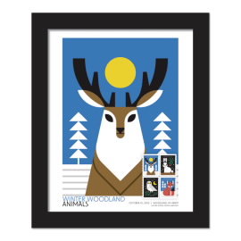 Winter Woodland Animals Framed Stamps - Deer