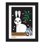 Winter Woodland Animals Framed Stamps - Rabbit image