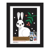 Winter Woodland Animals Framed Stamps, Rabbit image
