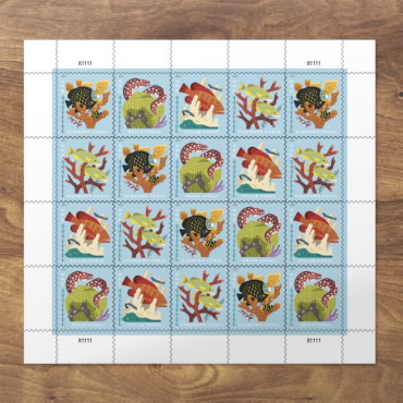 Coral Reefs postcard stamps offered in coils, panes of 20