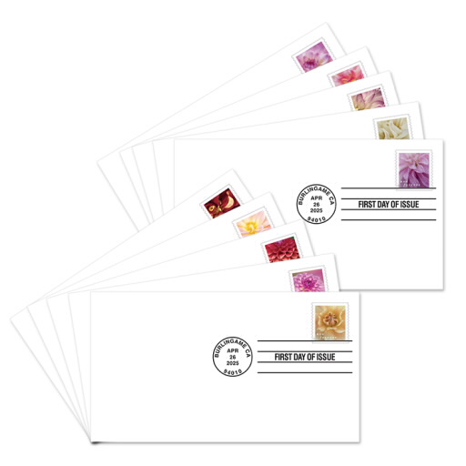 Dahlias First Day Covers, Stamp from Coil of 3,000