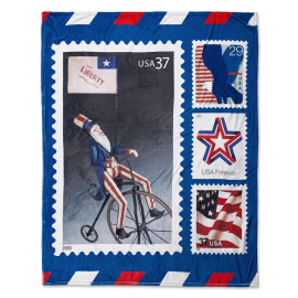 Patriotic Stamp Flannel Fleece Throw Blanket