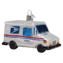 USPS Mail Truck Ornament - White